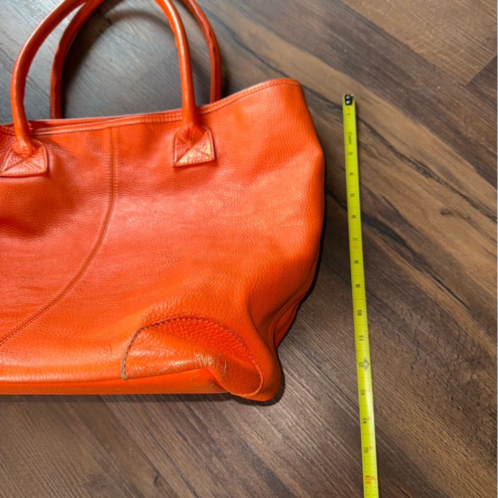 Crate&Barrel Orange Leather Tote Bag - Picture 9 of 11